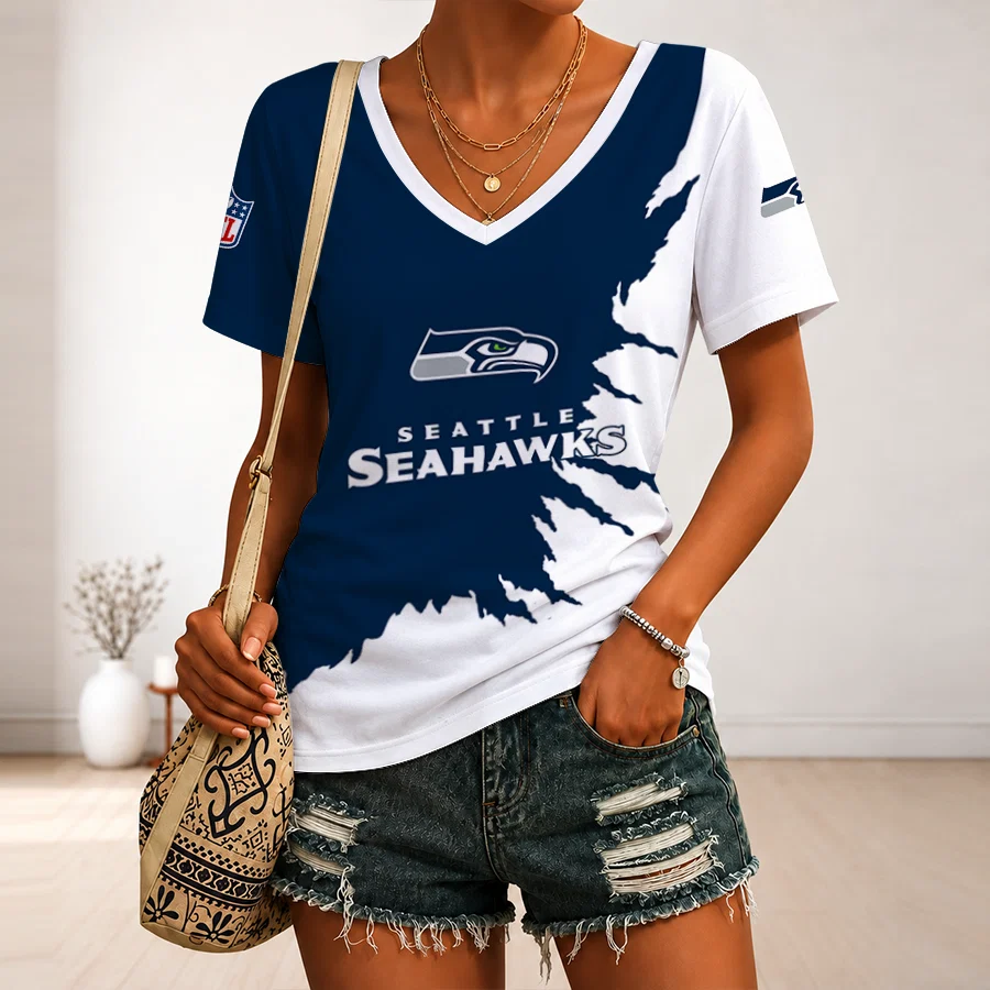 Limited Edition – Customized NFL Seatlle Seahawks V-Neck Female Shirt