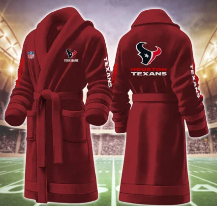 Limited Edition – Customized NFL Houston Texans Multicolor Fleece Bathrobe - Image 7