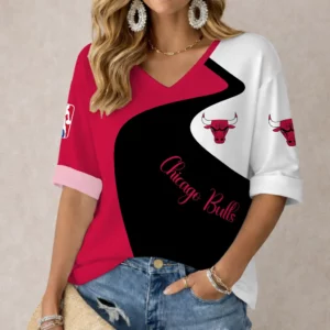 Limited Edition – Customized NBA Chicago Bulls Women’s V-Neck Long Sleeve Shirt