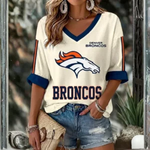 Limited Edition – Customized NFL Denver Broncos Women’s Heart V-Neck Long Sleeve Shirt