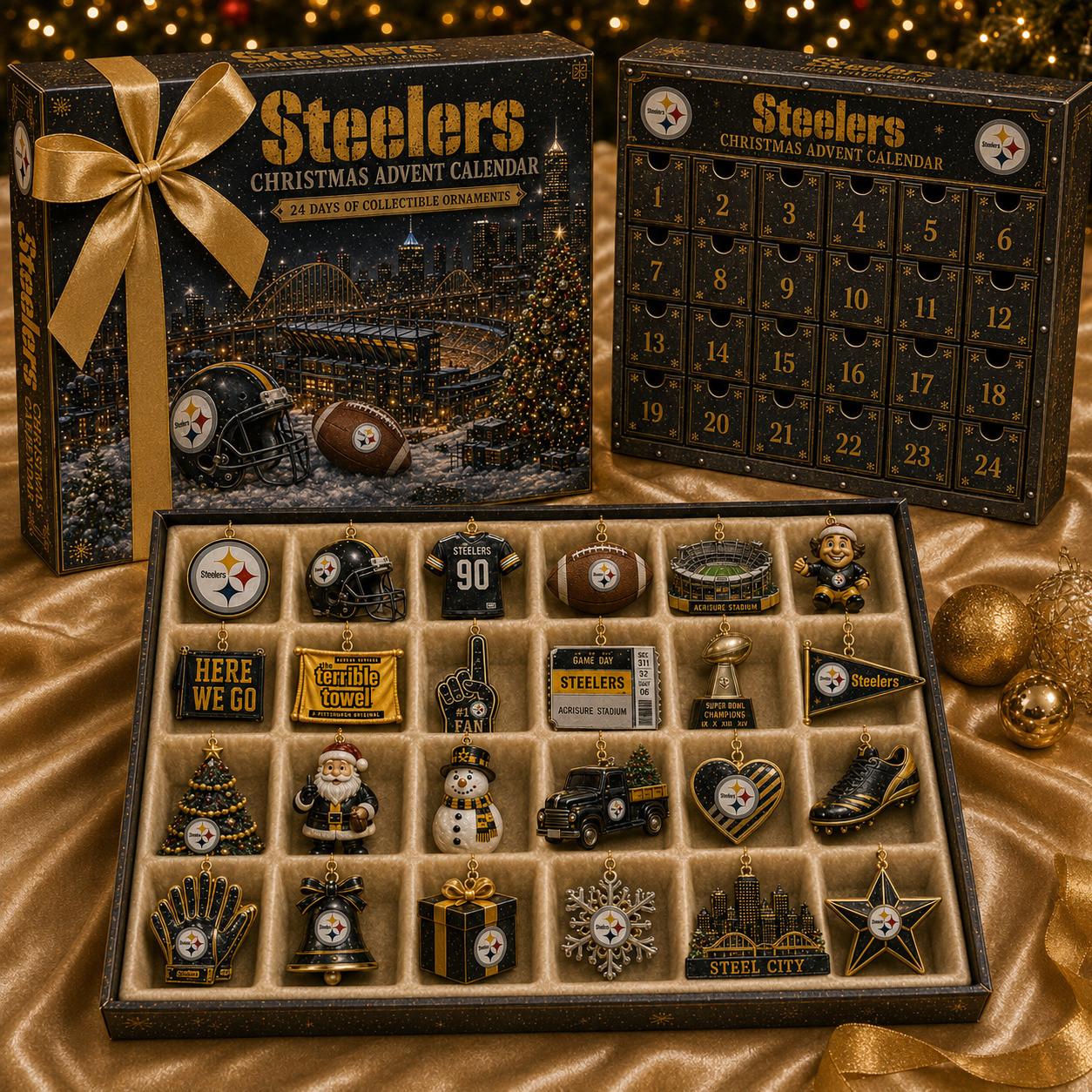 Pittsburgh Steelers Merch Here We Go Football Christmas Advent Calendar Steelers Fan Gift