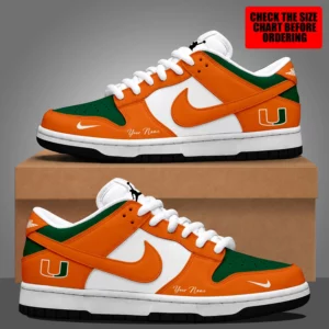 Limited Edition – Customized NCAA Miami Hurricanes Dunk Low Shoes