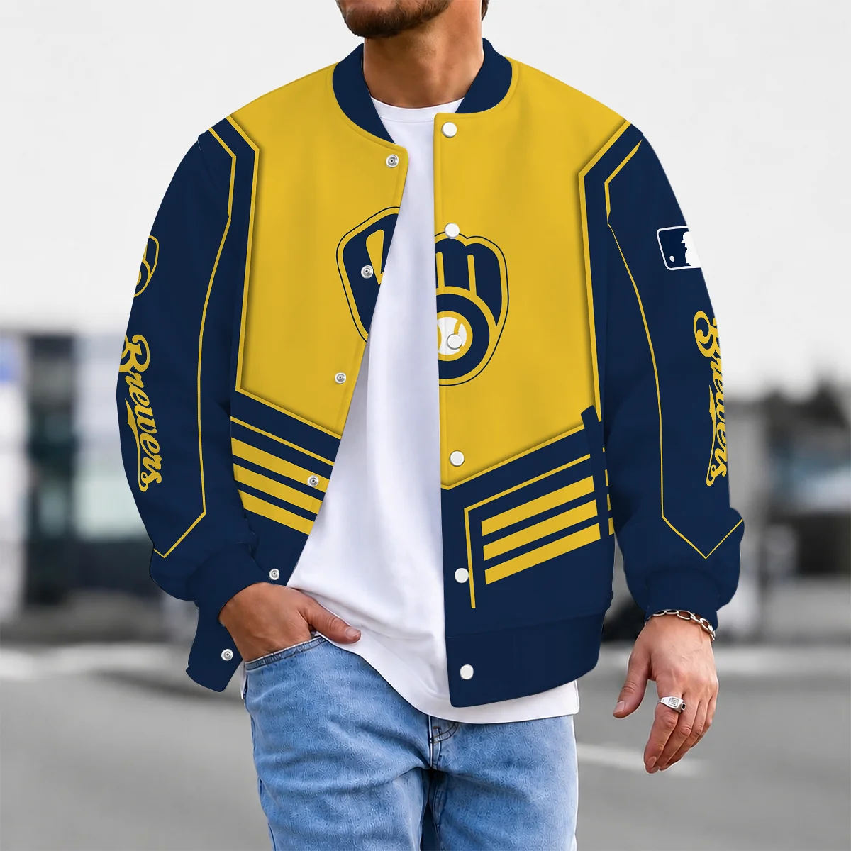 Limited Edition – Customized MLB Milwaukee Brewers Satin Varsity & Baseball Jacket