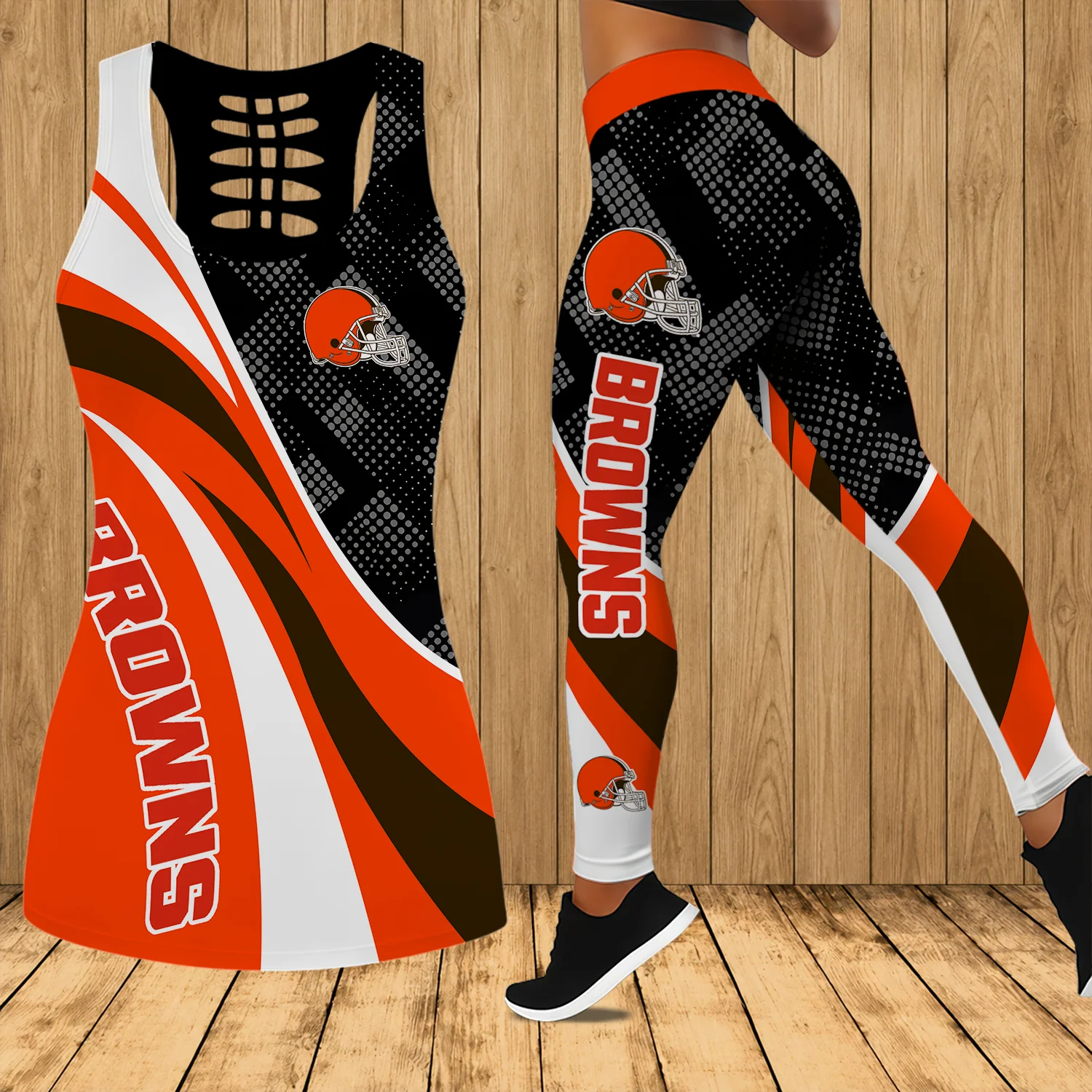 Limited Edition – Customized NFL Cleveland Browns Hollow Tank Top & Leggings Set