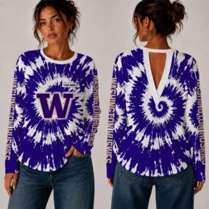 Limited Edition – Customized NCAA Washington Huskies Women’s Back V-Cut Long-Sleeve Shirt