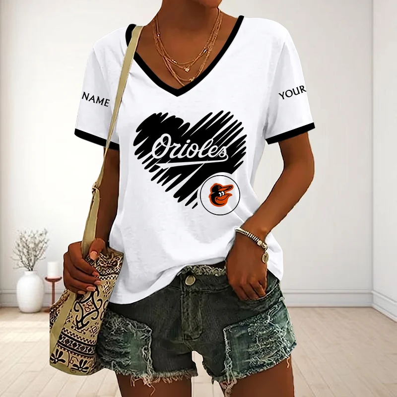 Limited Edition – Customized MLB Baltimore Orioles V-Neck Female Shirt