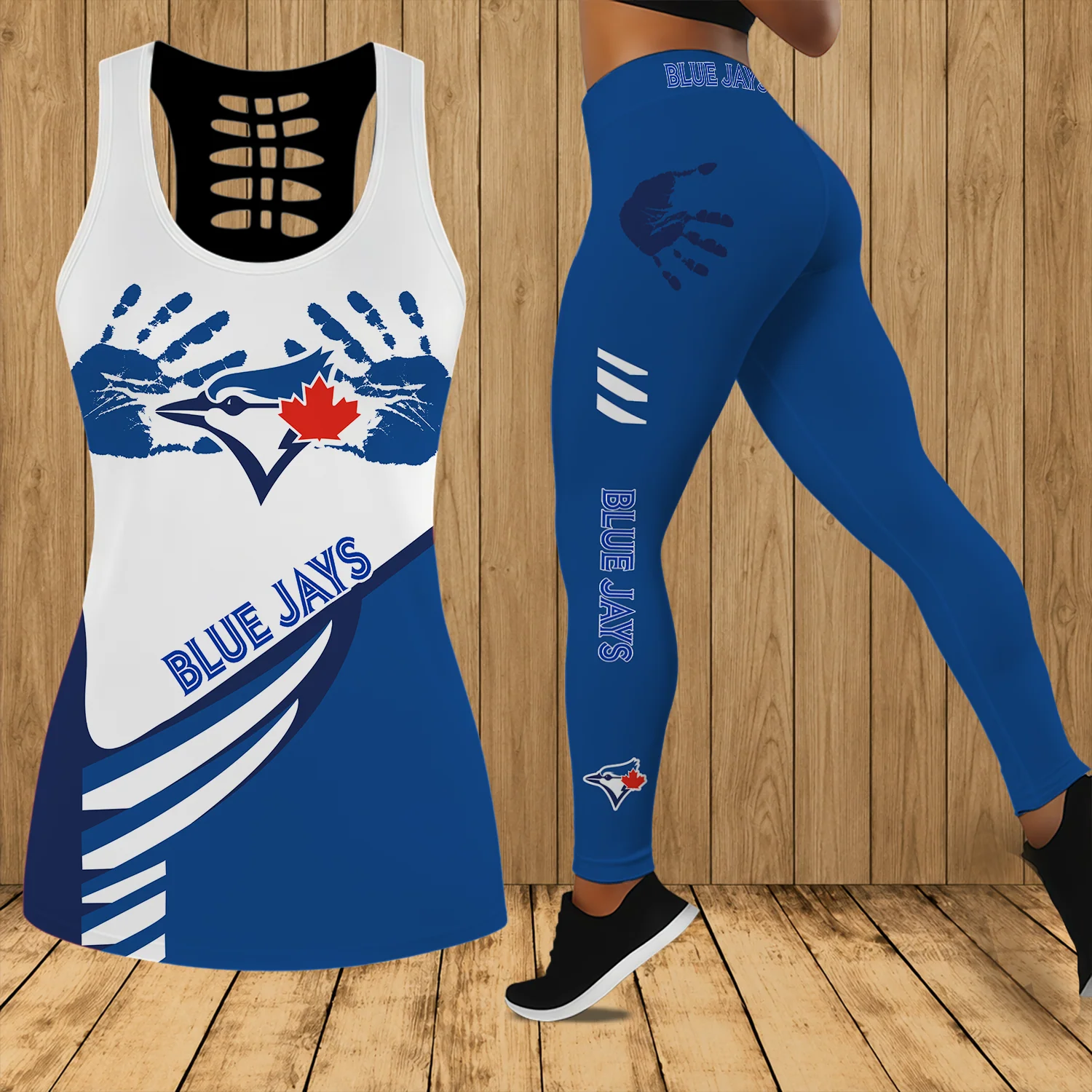 Limited Edition – Customized MLB Toronto Blue Jays Hollow Tank Top & Leggings Set