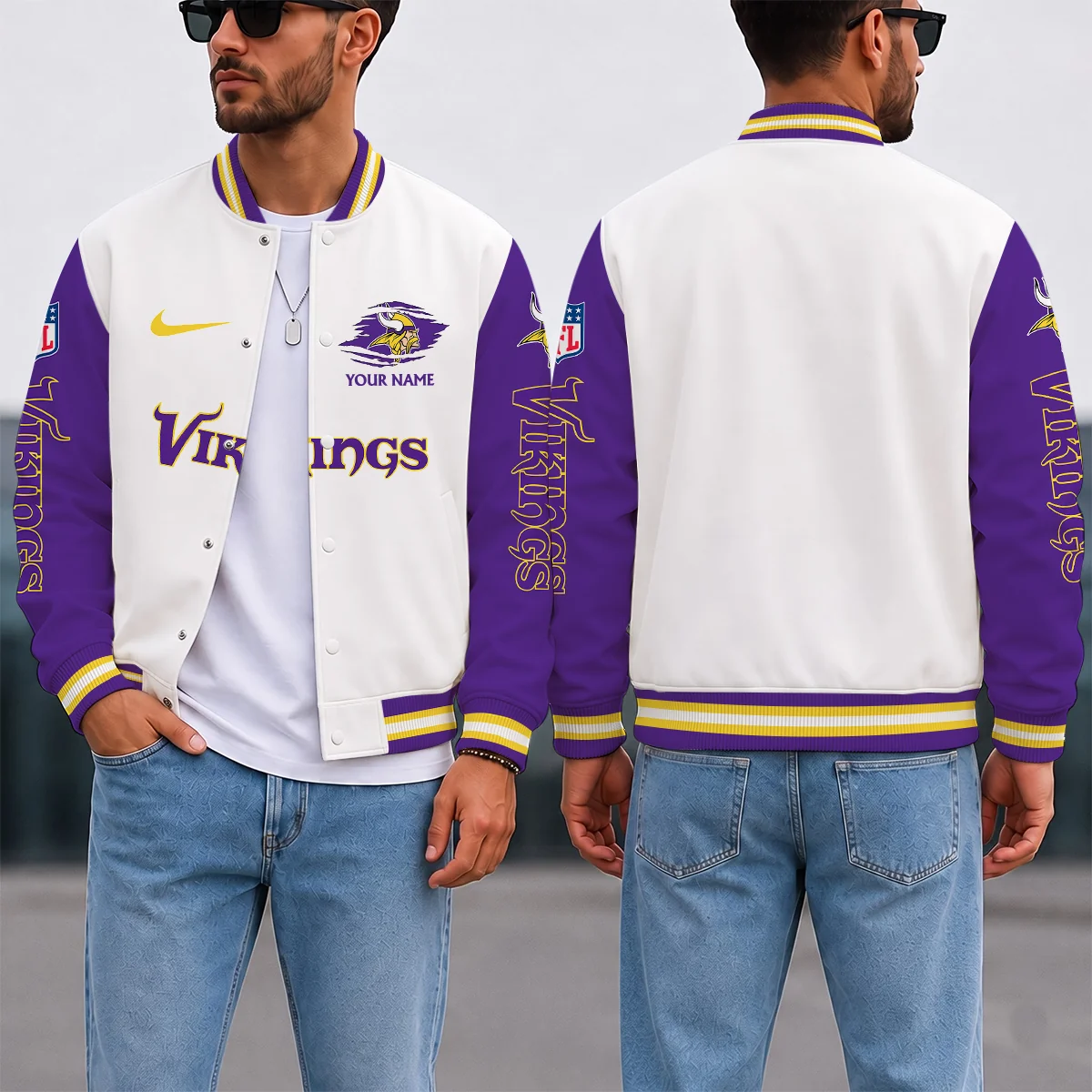 Limited Edition – Customized NFL Minnesota Vikings Satin Varsity & Baseball Jacket