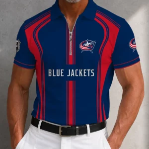Limited Edition – Customized NHL Columbus Blue Jackets Zipper Polo Shirt