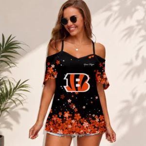 Limited Edition – Customized NFL Cincinnati Bengals Women’s Strappy Off-Shoulder Top