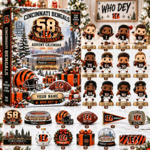 Custom Cincinnati Bengals 58th Anniversary Advent Calendar 2026 Bengals Xmas Countdown