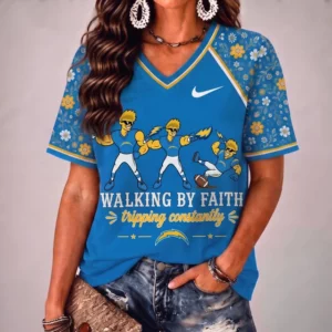 Limited Edition – Customized NFL Los Angeles Chargers V-Neck Female Shirt