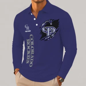 Limited Edition – Customized MLB Colorado Rockies Men’s Long Sleeve Polo