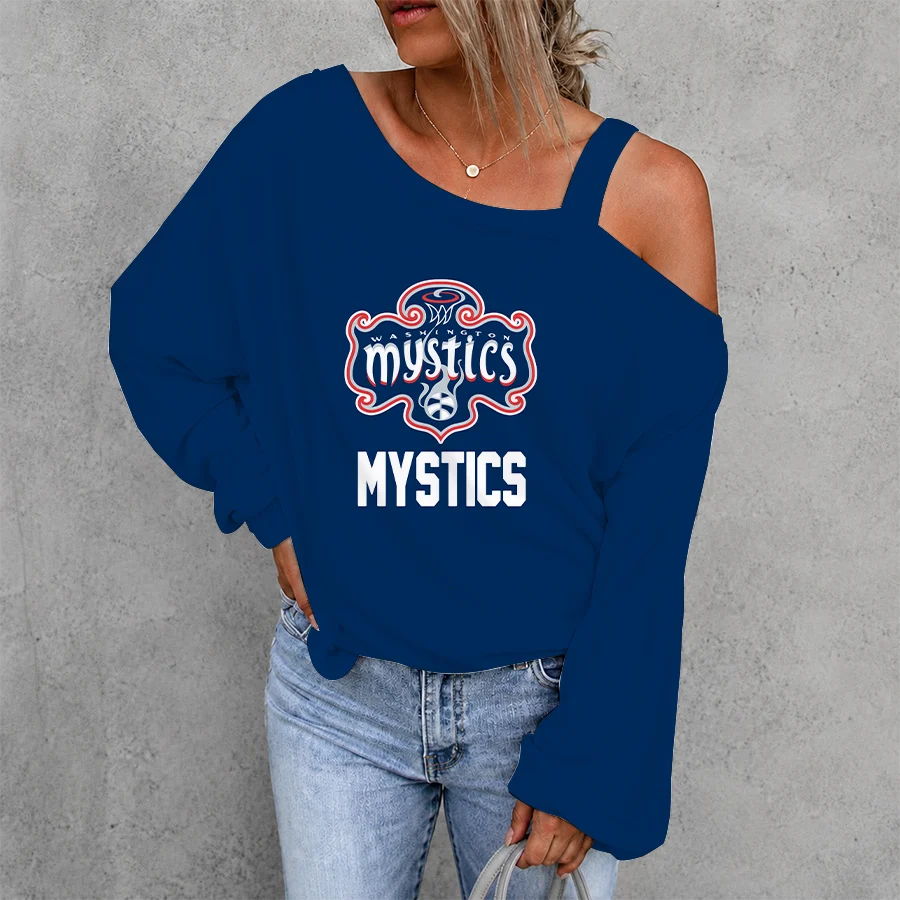 Limited Edition – Customized WNBA Washington Mystics Women’s Off-Shoulder Long Sleeve Shirt