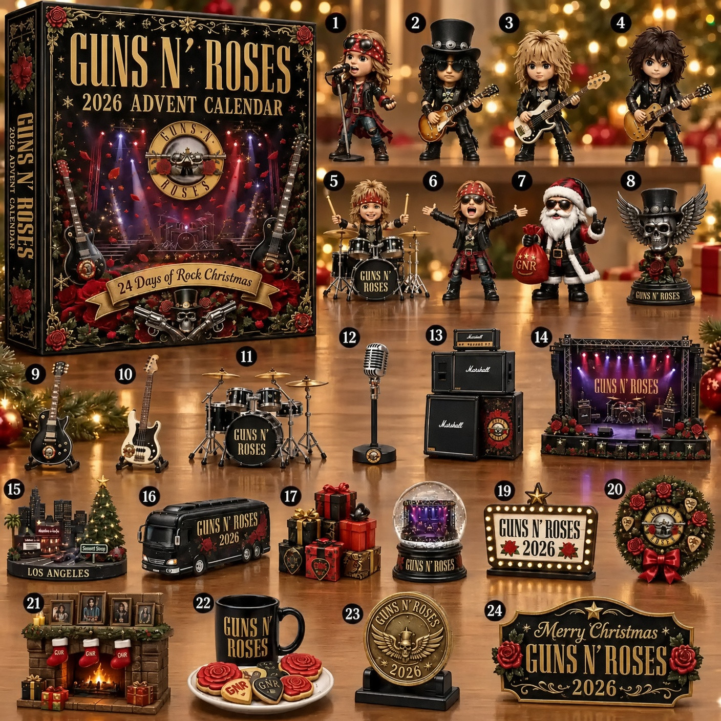 Guns N’ Roses 2026 Rock Christmas Advent Calendar Guns N’ Roses Xmas Advent Calendar