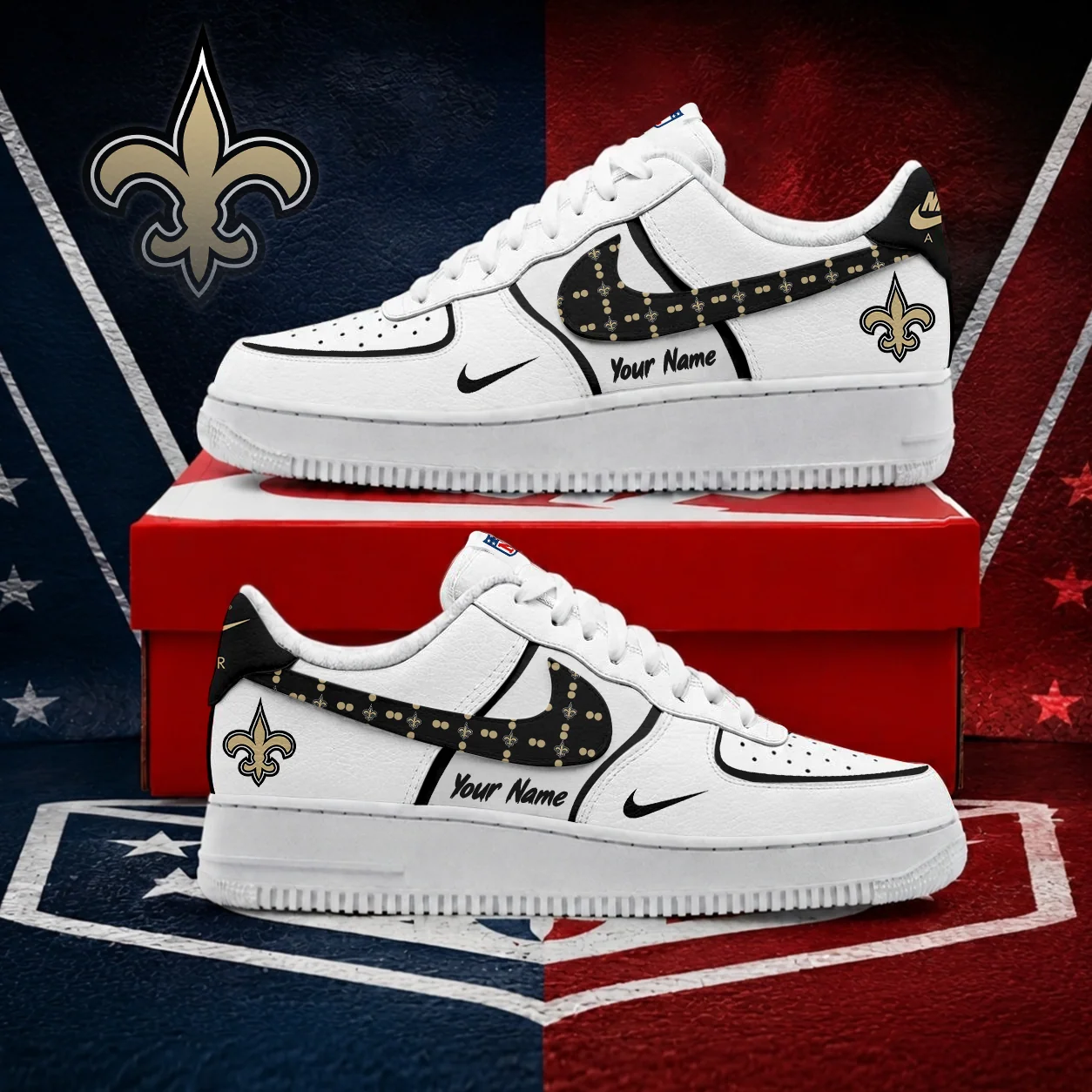 Limited Edition – Customized NFL New Orleans Saints Af1 Shoes
