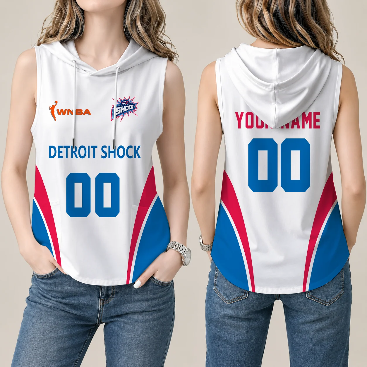 Limited Edition – Customized WNBA Detroit Shock Women’s Sleeveless Hooded Pocket Tank Top