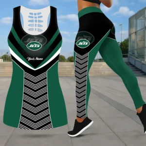 Limited Edition – Customized NFL New York Jets Leggings & Hollow Tank Top Set