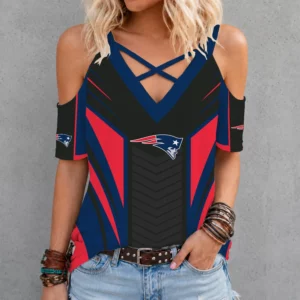 Limited Edition – Customized NFL New England Patriots Criss Cross V-Neck Top