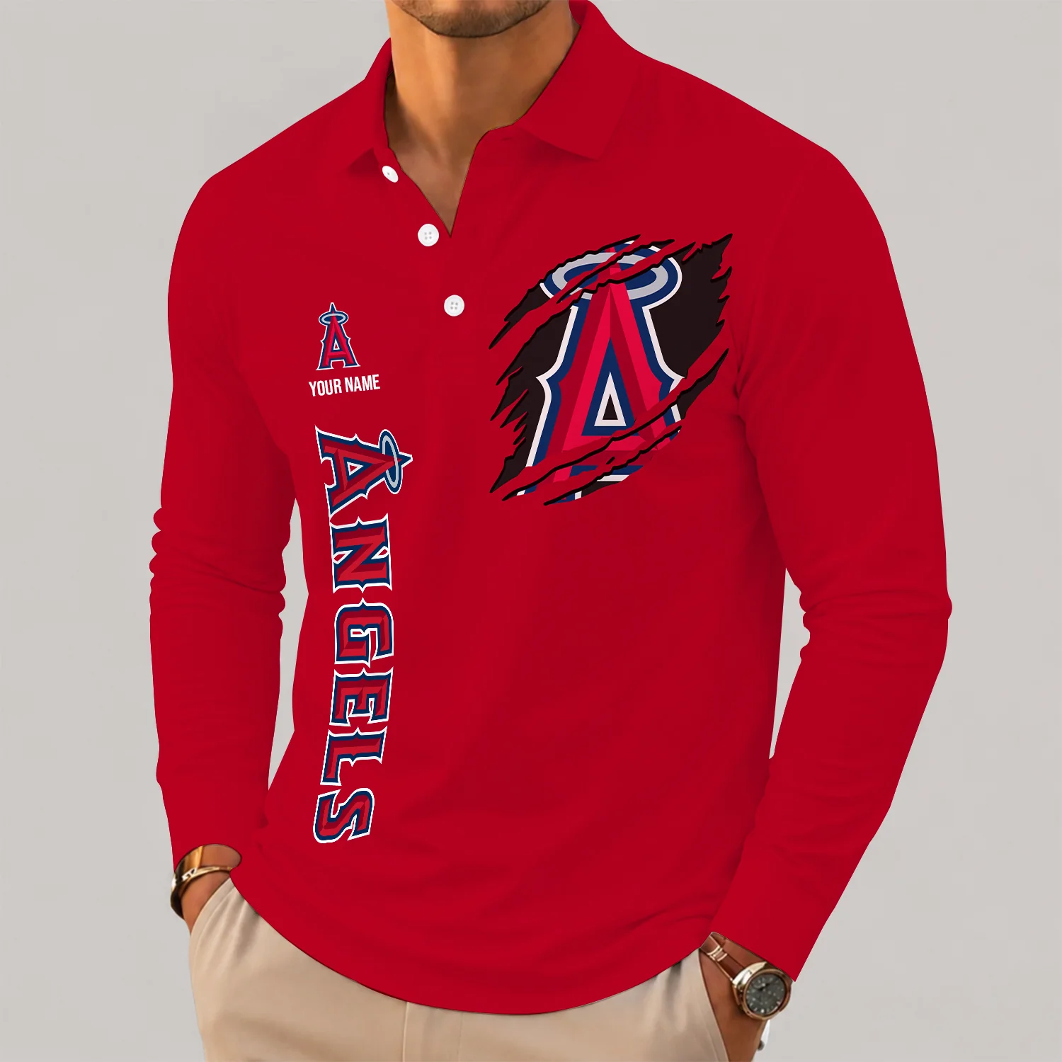 Limited Edition – Customized MLB Los Angeles Angels Men’s Long Sleeve Polo