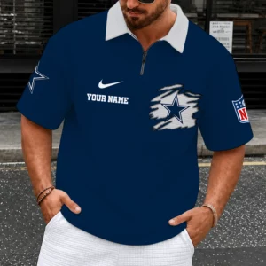 Limited Edition – Customized NFL Dallas Cowboys Quarter-Zip Polo Shirt