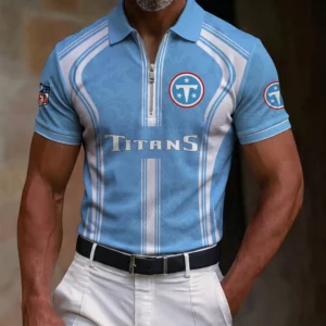 Limited Edition – Customized NFL Tennessee Titans Zip Polo Shirt