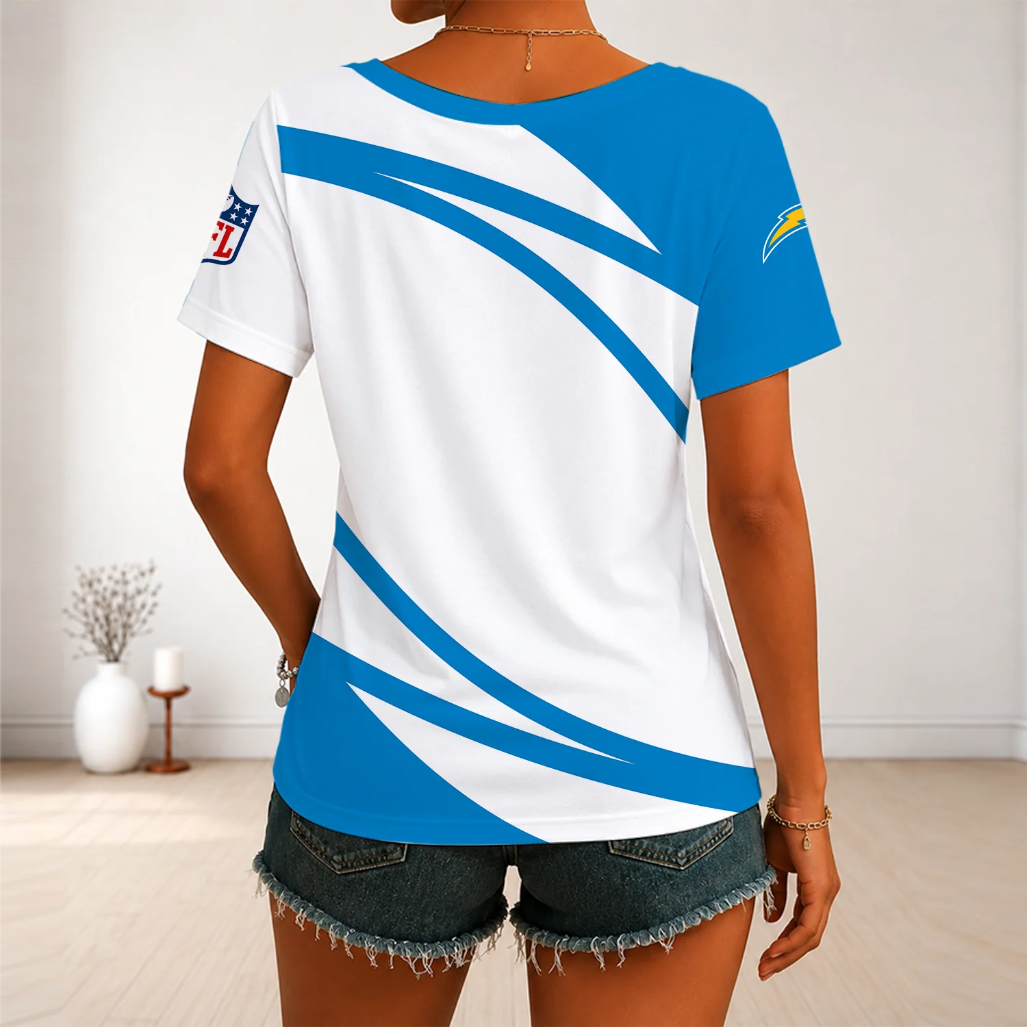 Limited Edition – Customized NFL Los Angeles Chargers V-Neck Female Shirt - Image 4