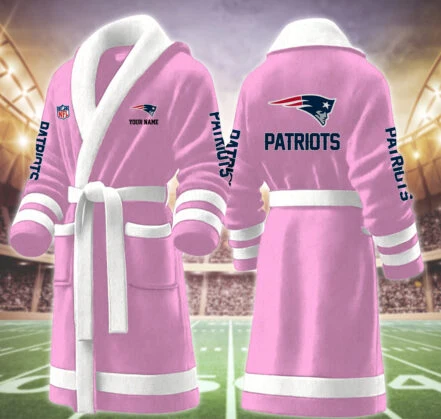 Limited Edition – Customized NFL New England Patriots Multicolor Fleece Bathrobe - Image 6
