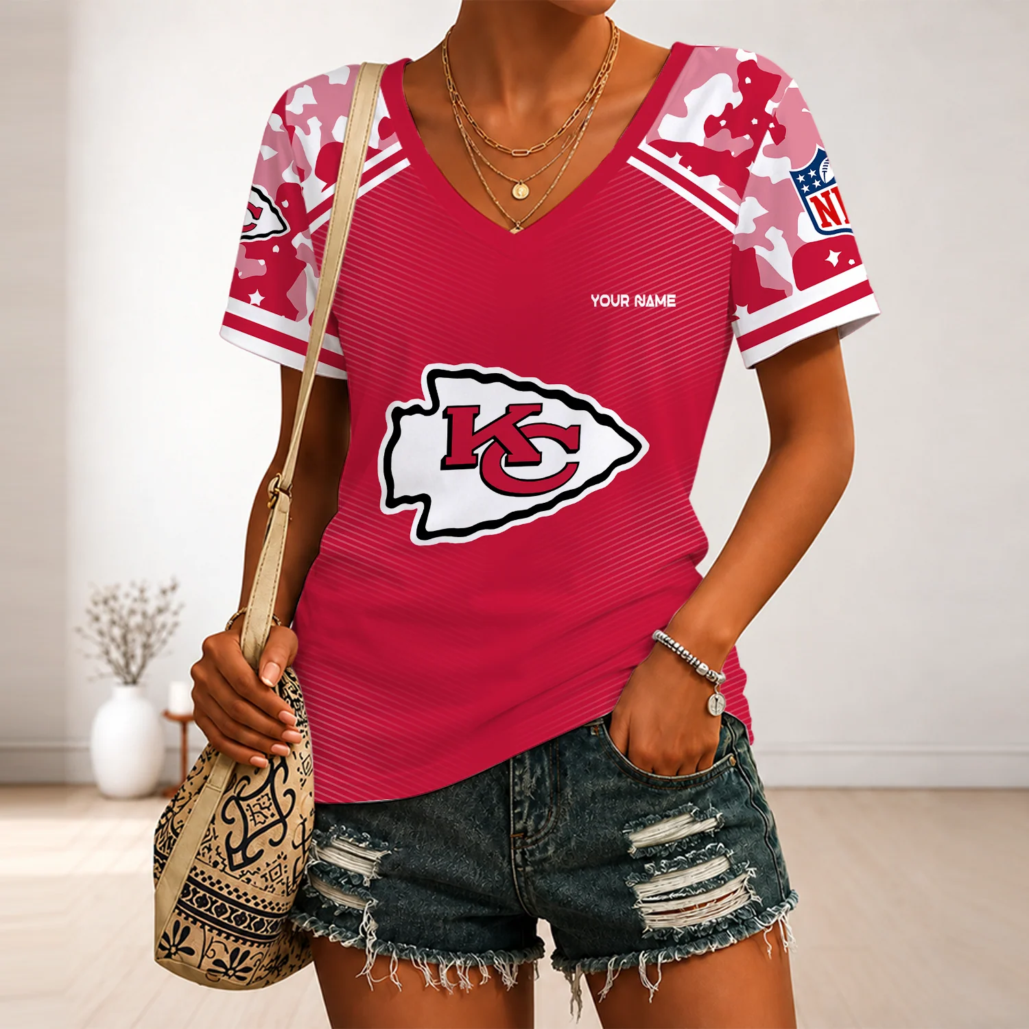 Limited Edition – Customized NFL Kansas City Chiefs V-Neck Female Shirt