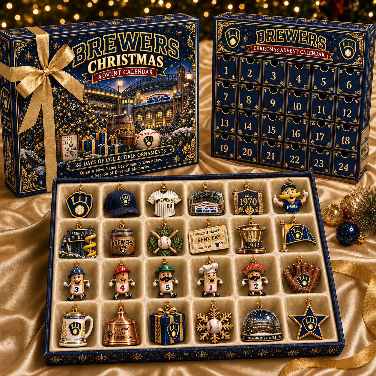 Milwaukee Brewers Baseball Christmas Advent Calendar Brewers Baseball Christmas Decor Gift