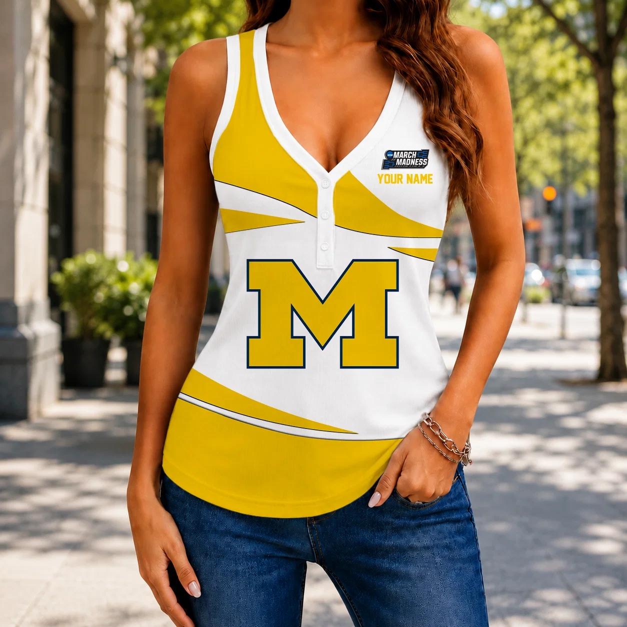 Limited Edition – Customized NCAA Michigan Wolverines Women’s V-Neck Tank Top