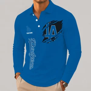 Limited Edition – Customized MLB Los Angeles Dodgers Men’s Long Sleeve Polo