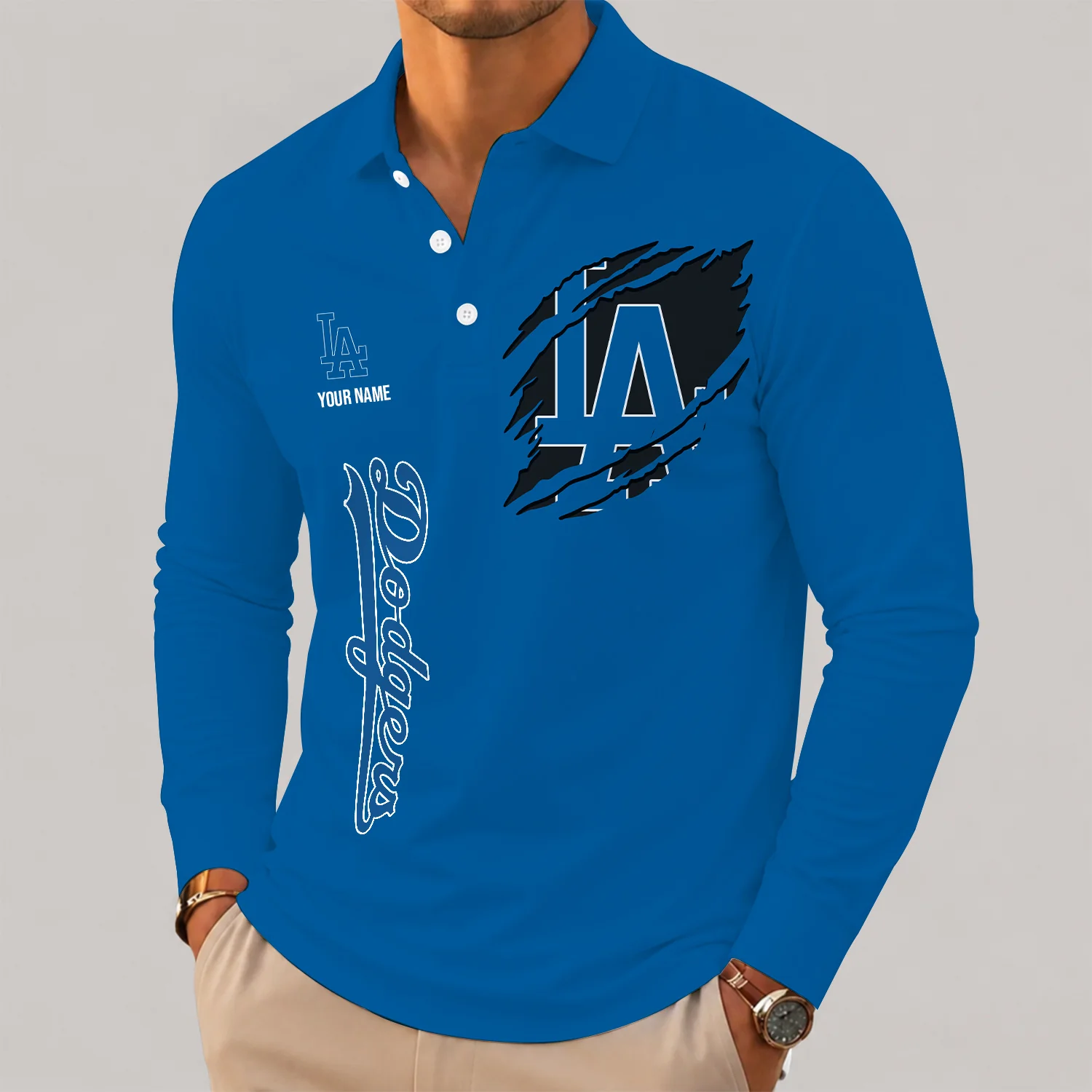 Limited Edition – Customized MLB Los Angeles Dodgers Men’s Long Sleeve Polo