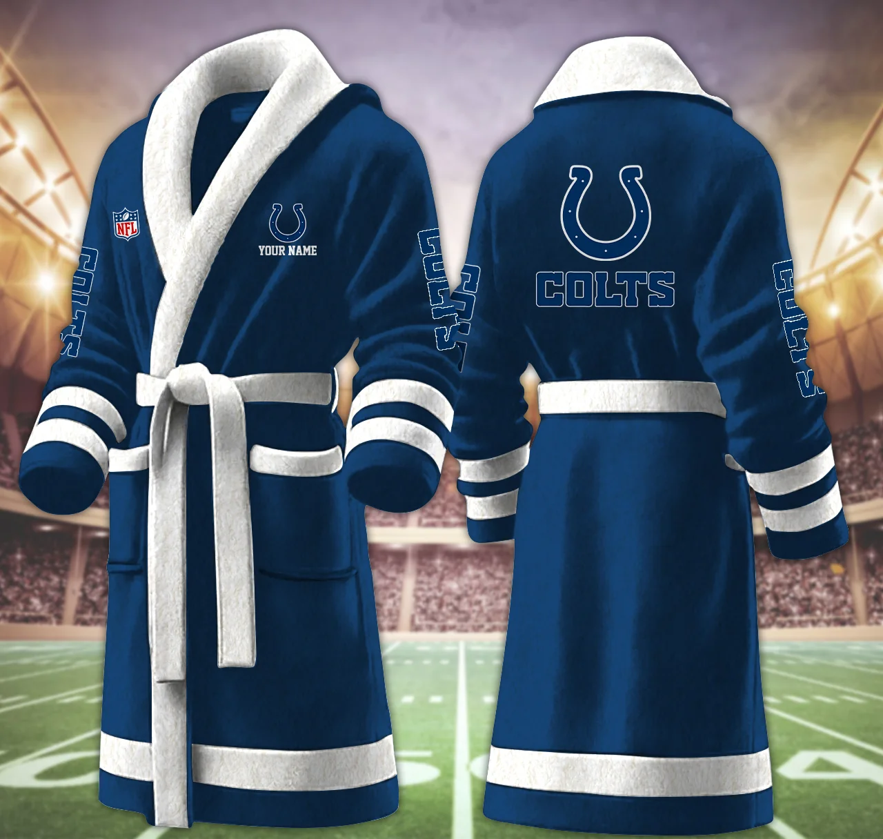 Limited Edition – Customized NFL Indianapolis Colts Multicolor Fleece Bathrobe