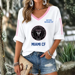 Limited Edition – Customized MLS Inter Miami CF Women’s V-Neck Long Sleeve Shirt