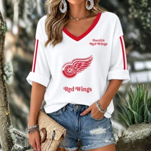 Limited Edition – Customized NHL Detroit Red Wings Women’s Heart V-Neck Long Sleeve Shirt
