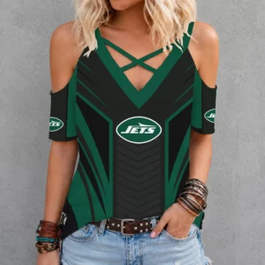 Limited Edition – Customized NFL New York Jets Criss Cross V-Neck Top