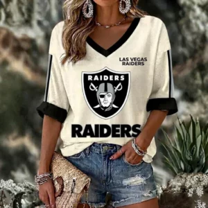 Limited Edition – Customized NFL Las Vegas Raiders Women’s Heart V-Neck Long Sleeve Shirt