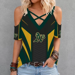 Limited Edition – Customized MLB Oakland Athletics Criss Cross V-Neck Top