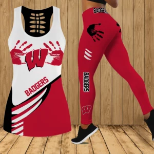 Limited Edition – Customized NCAA Wisconsin Badgers Hollow Tank Top & Leggings Set