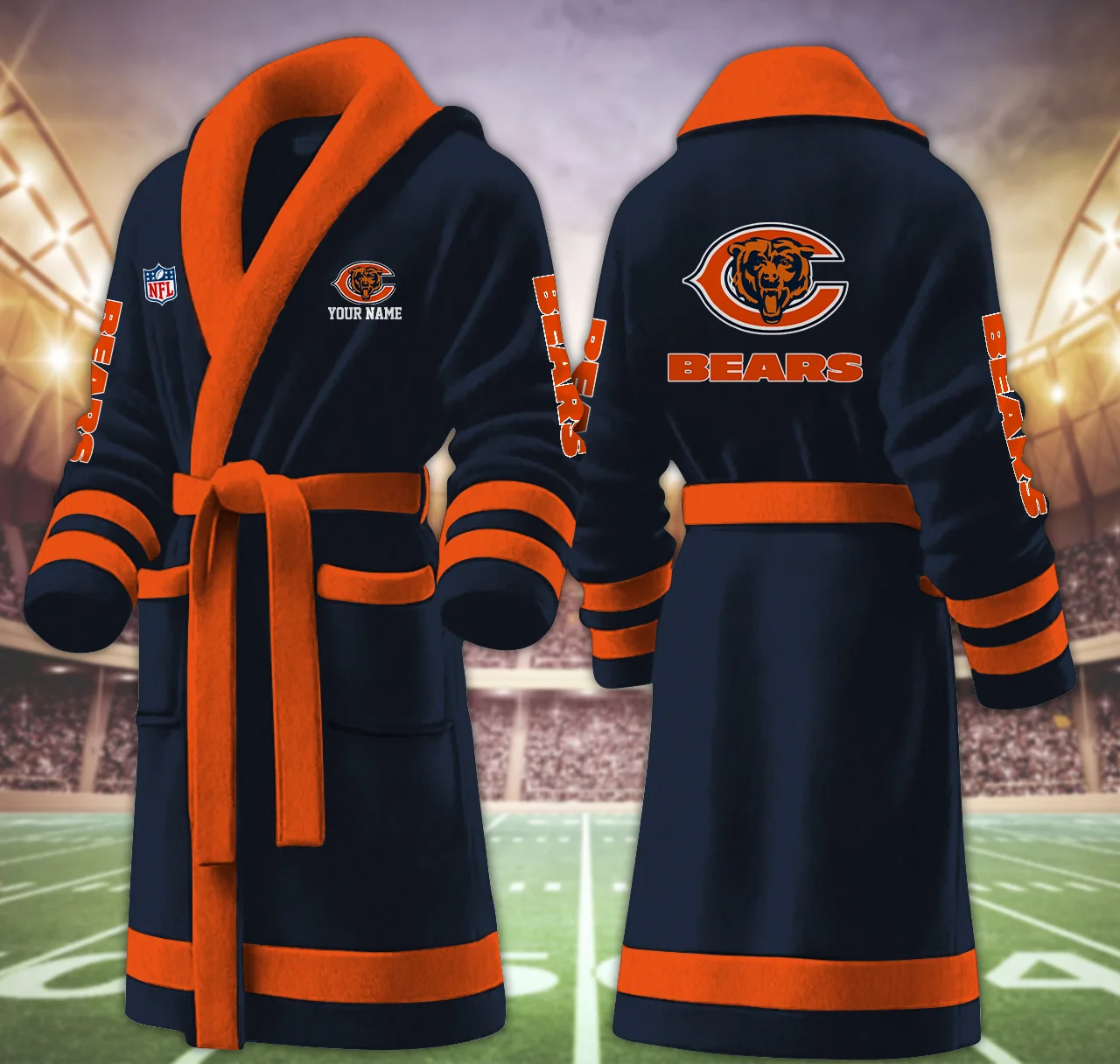 Limited Edition – Customized NFL Chicago Bears Multicolor Fleece Bathrobe