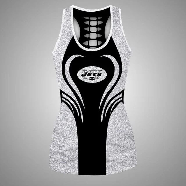 Limited Edition – Customized NFL New York Jets Hollow Tank Top & Leggings Set - Image 2