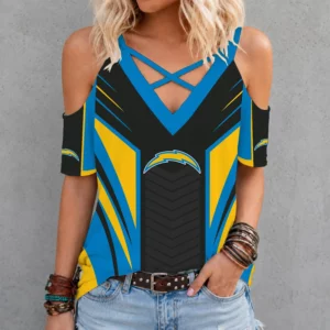 Limited Edition – Customized NFL Los Angeles Chargers Criss Cross V-Neck Top
