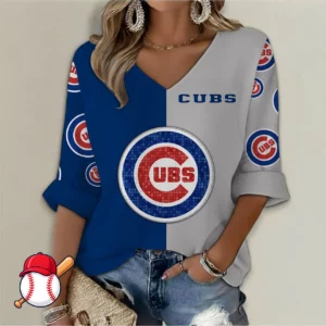 Limited Edition – Customized MLB Chicago Cubs Women’s V-Neck Long Sleeve Shirt