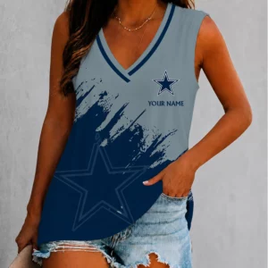 Limited Edition – Customized NFL Dallas Cowboys Women’s V-Neck Tank Top