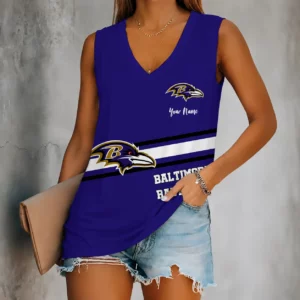 Limited Edition – Customized NFL Baltimore Ravens Women’s V-Neck Tank Top