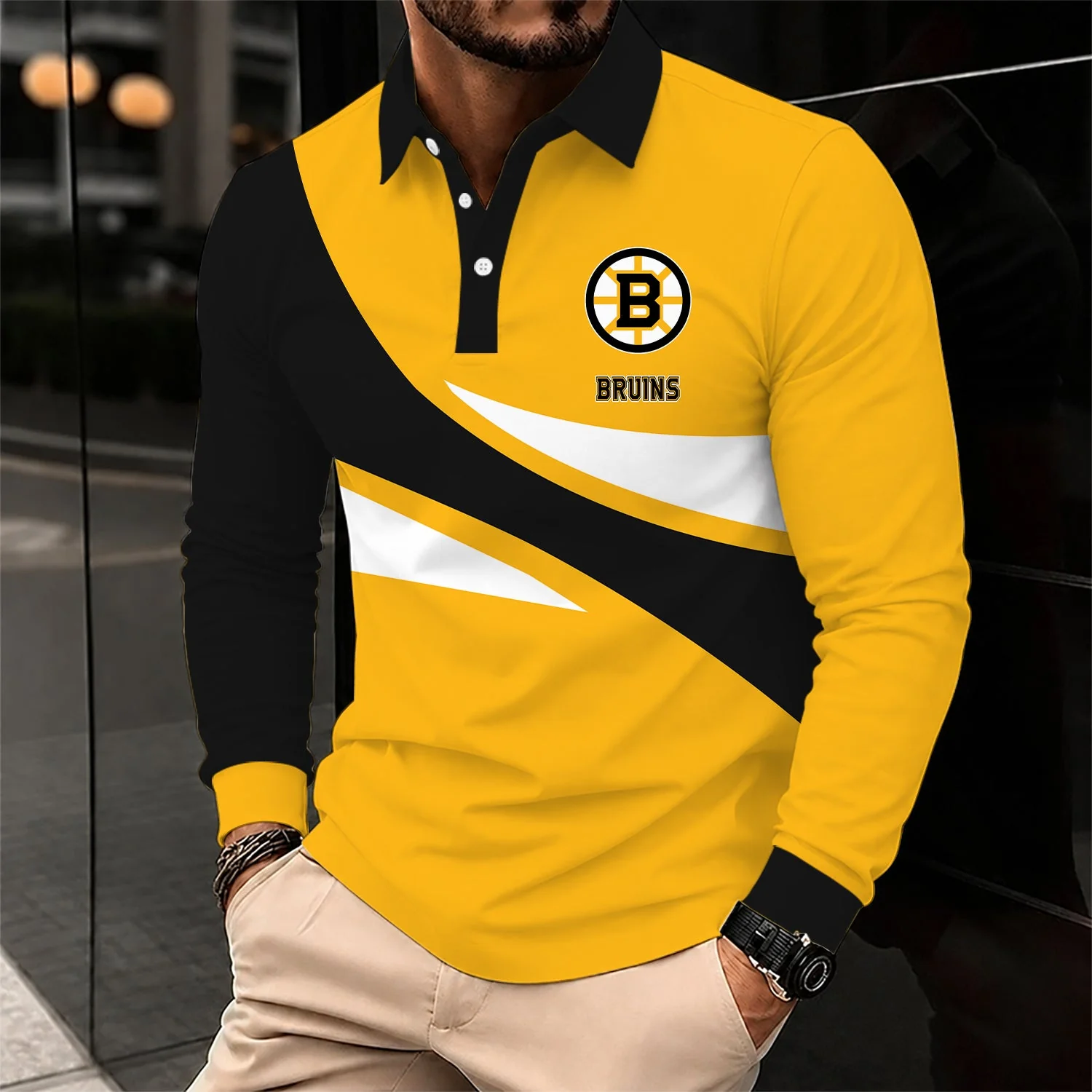 Limited Edition – Customized NHL Boston Bruins Men Long Sleeve Polo Shirt