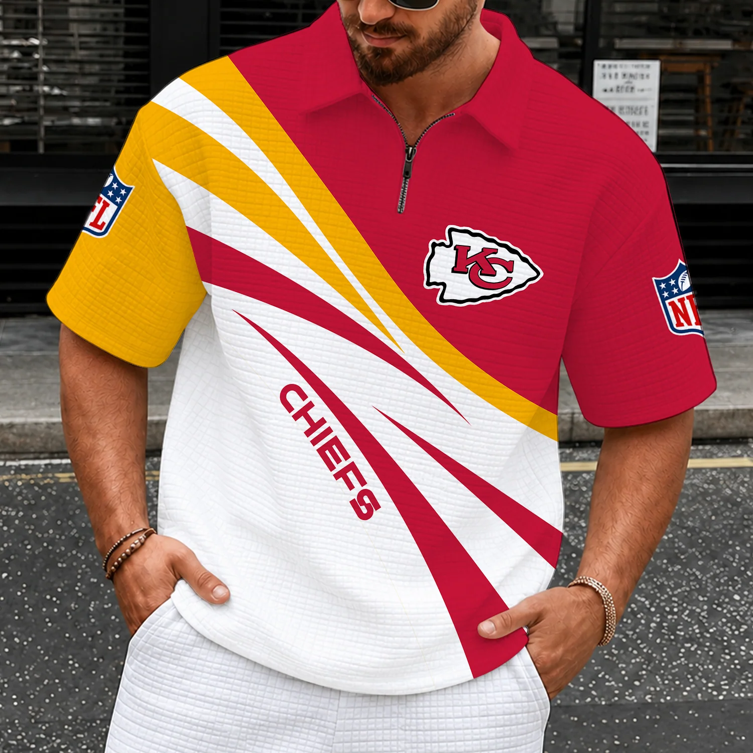 Limited Edition – Customized NFL Kansas City Chiefs Quarter-Zip Polo Shirt