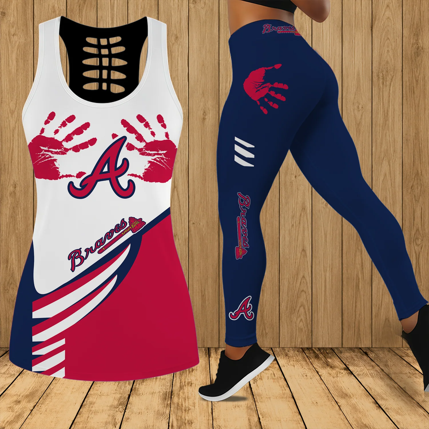 Limited Edition – Customized MLB Atlanta Braves Hollow Tank Top & Leggings Set