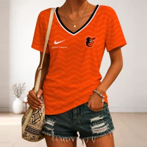 Limited Edition – Customized MLB Baltimore Orioles V-Neck Female Shirt